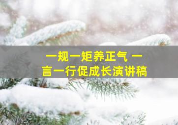 一规一矩养正气 一言一行促成长演讲稿